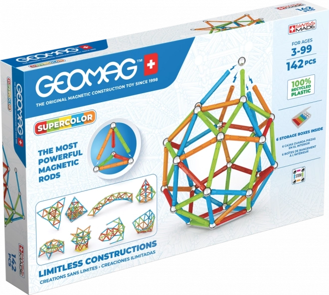 Geomag Supercolor construction set 142 pieces made from recycled plastic
