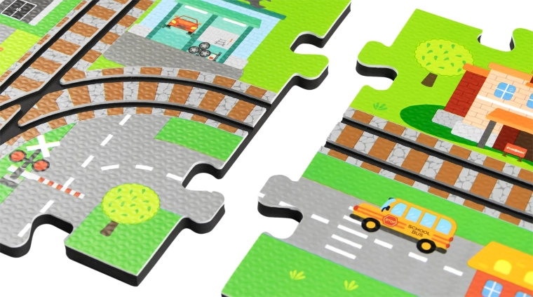 3D schuimen stad met rails