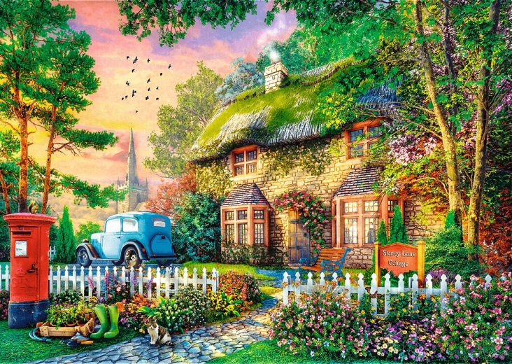 Puzzle TREFL Premium Plus: Tea Time - Sleepy Lane Cottage 1000 pieces