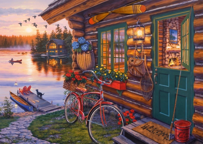 Puzzle Lake Cabin 1000 Pieces by Schmidt