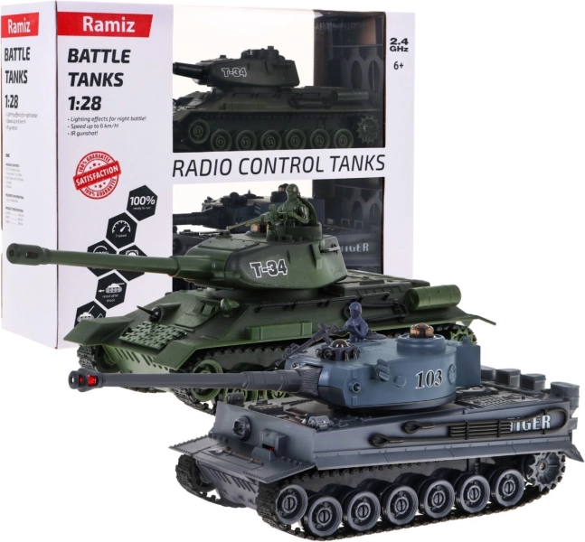 Remote-Controlled T‑34 vs Tiger Tanks, 1:28 Scale – Battle Set 2.4 GHz