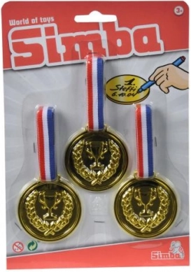 Set di tre medaglie dorate da 6 cm