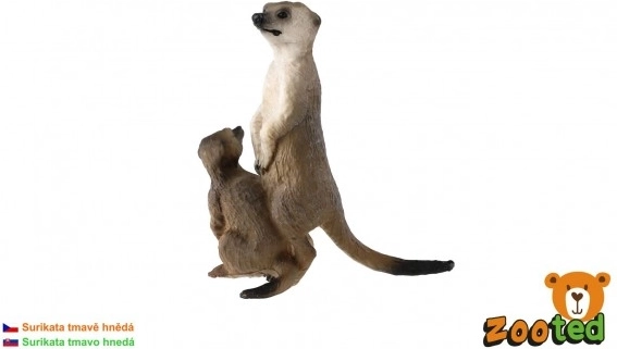 Surikatfigur med unge 8 cm, mørkebrun