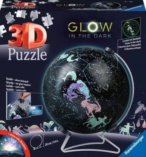 Glow-in-the-dark starry sky puzzle globe, 180 pieces