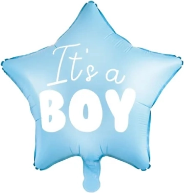 Ballon en aluminium étoile "C'est un garçon" bleu 48 cm