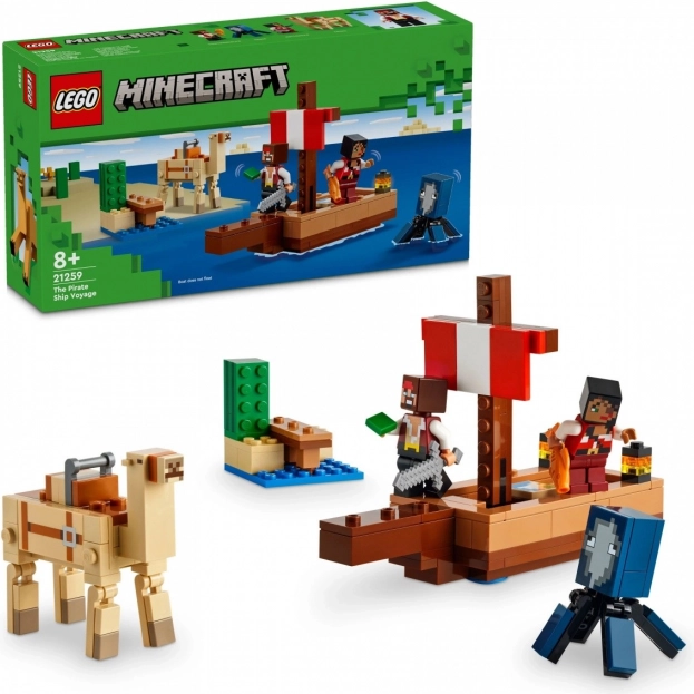 LEGO Minecraft kalózhajós út – állatokkal és kalózokkal felszerelt kalózhajó (8+)