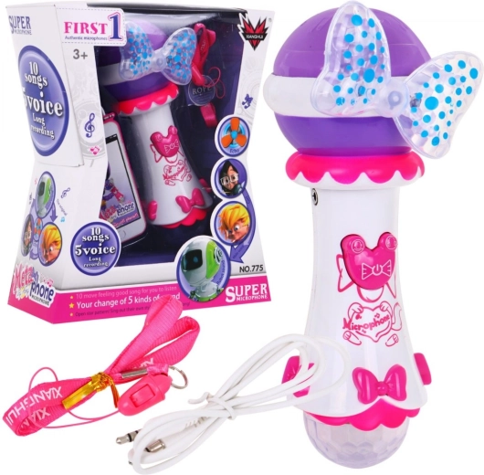 Kids’ karaoke microphone with voice effects and MP3 – Pink