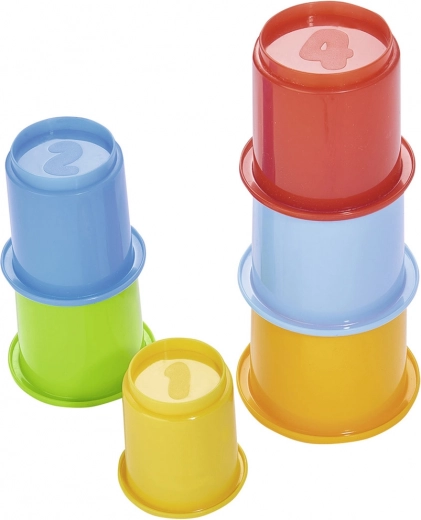 Kolorowe plastikowe kubeczki do układania