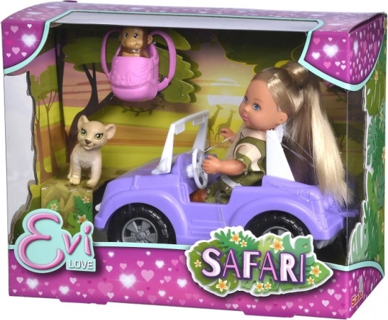 Bábika Evička Safari s autom