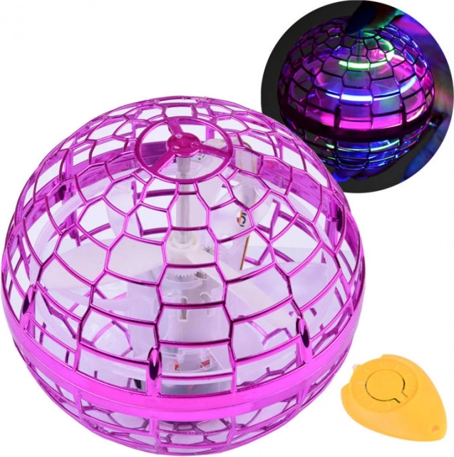 Lietajúca UFO guľa s LED a ovládaním rukou – Fialová