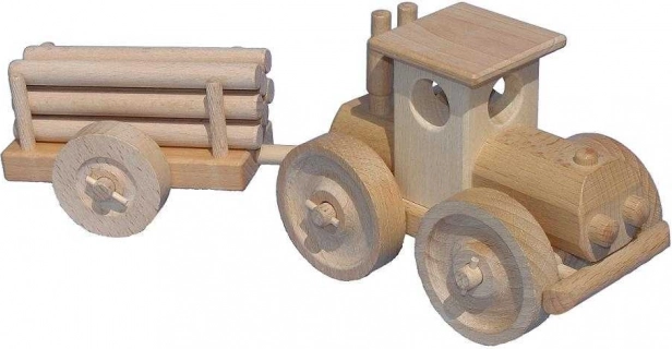 Drevený traktor s prívesom na kláty CEEDA CAVITY – prírodný