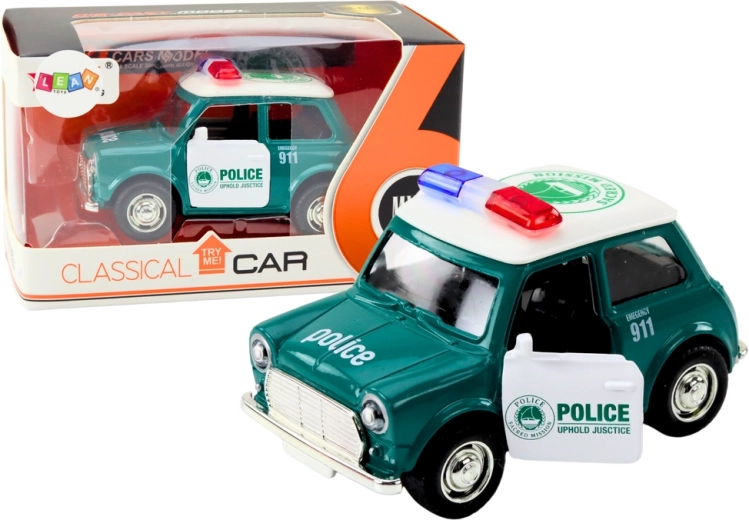 Klasické policajné auto 1:38 s pohonom, svetlami a zvukmi zelené
