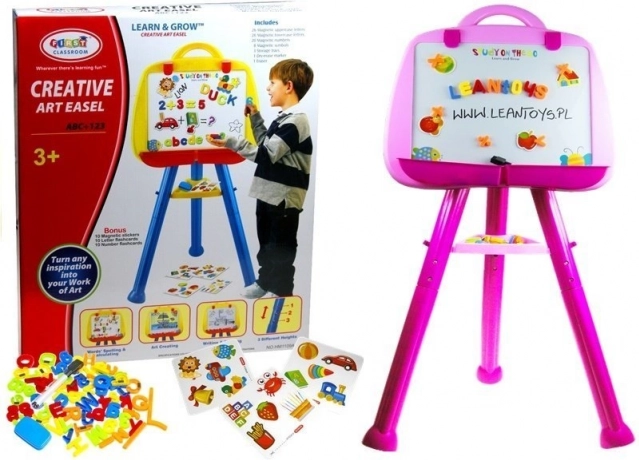 Pink children's magnetic board LeanToys