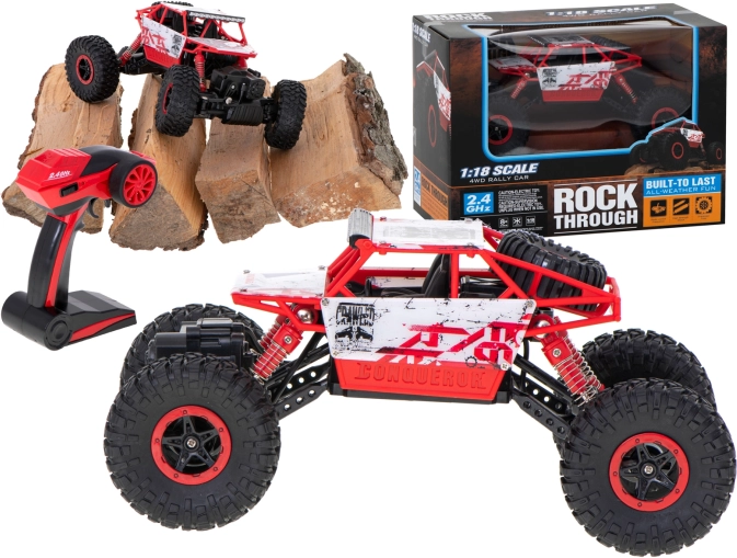 RC Car Rock Crawler 1:18 4WD 2.4 GHz – Red