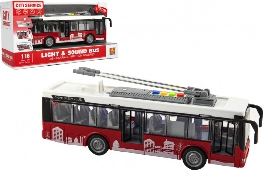 Mestský autobus so svetlom a zvukom 1:16, zotrvačník, 28 cm