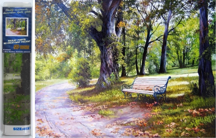 diamond painting sunlit bench 30 × 40 cm