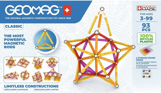 magnetic construction set Classic Recycled 93 pieces – orange