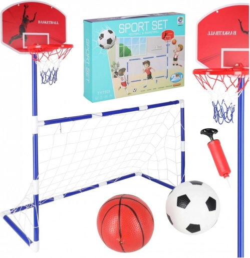 Football Goal and Basketball Hoop 2in1 with Two Balls and Pump