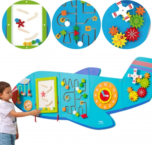Drvena zidna senzorna ploča Avion VIGA Montessori