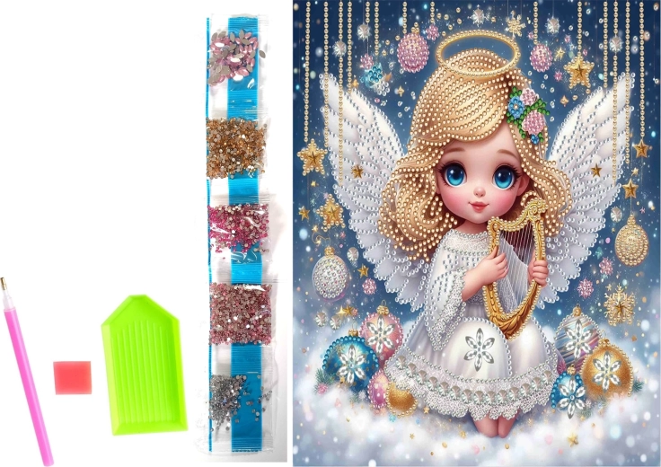 Diamond Painting on Canvas – Christmas Angel 23 × 30 cm