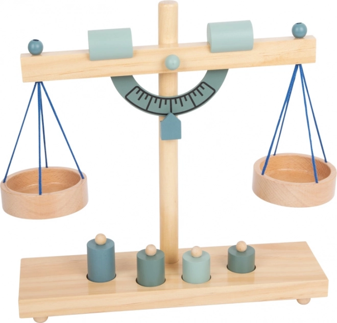 Wooden bowl scale for kids, gray-blue