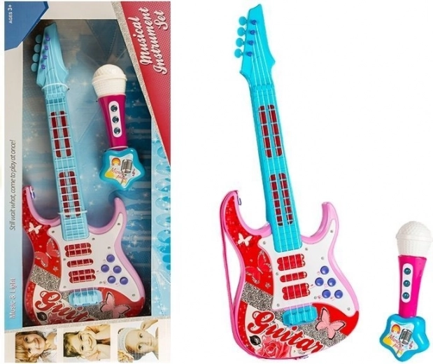 Pink Guitar and Microphone Set for Kids