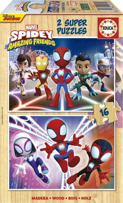 Educa wooden puzzle Spidey and his amazing friends 2x16 pieces
