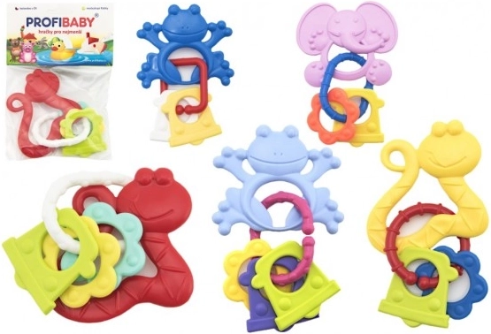 baby teether and rattle with animals and pendants