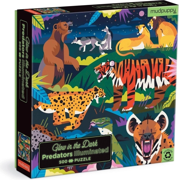Mudpuppy Predators Puzzle – Glows in the Dark, 500 Pieces