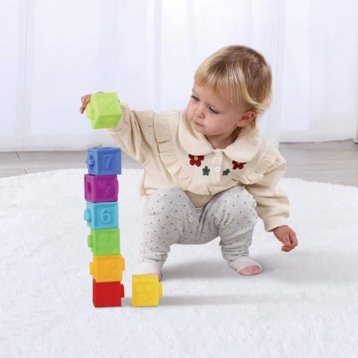 Soft stacking blocks for play, numbers, and shapes