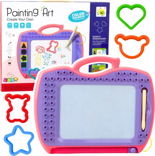 Magnetic Drawing Board with Stamps Pink