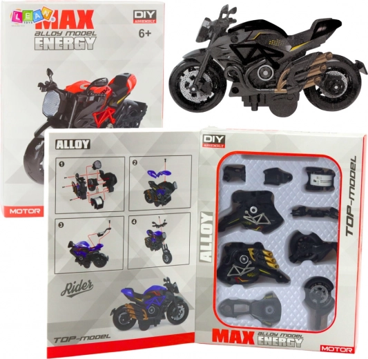 Kovový model motocykla na zostavenie 1:14 čierno‑zlatý
