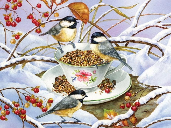 Puzzle COBBLE HILL Chickadees at Tea XL 275 pieces