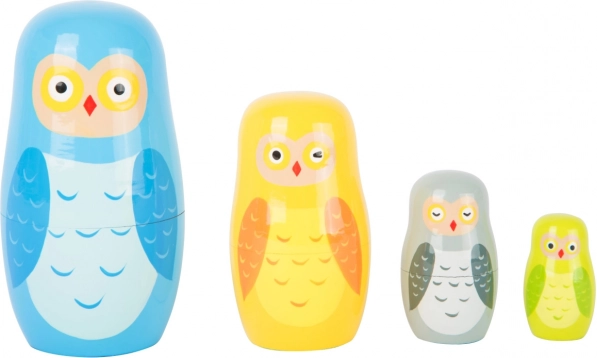 Matryoshka Owl Family small foot – wooden nesting owls