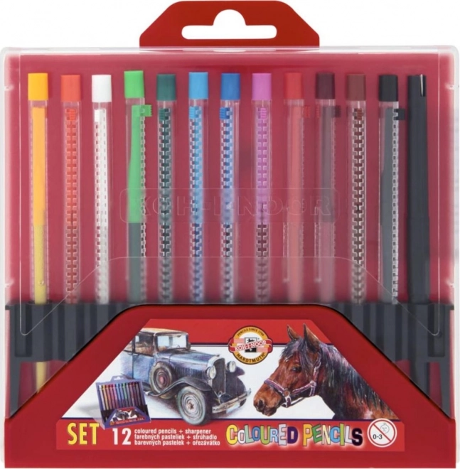 Portemines de couleur KOH-I-NOOR 12 pcs – étui rouge