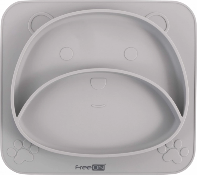 Silicone Bear Plate with Suction, Grey