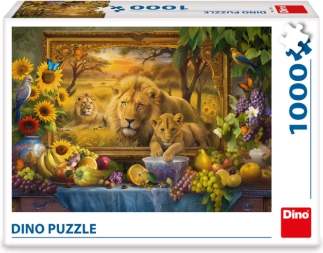 Vibrant and detailed lion family motif