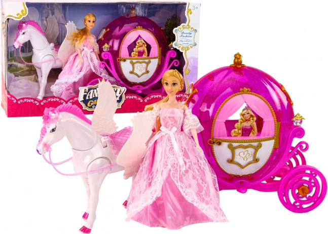 Čarovná súprava s koňským kočom a princeznou
