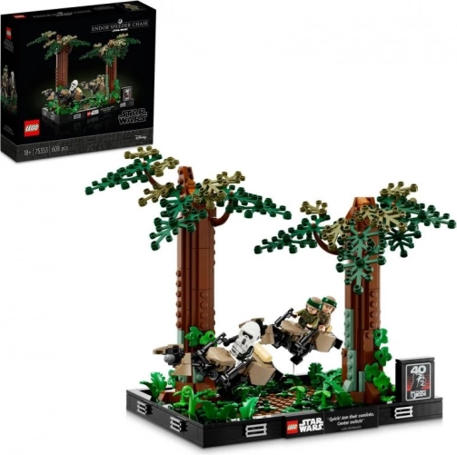 Lego Star Wars diorama: pościg na ścigaczach na Endorze