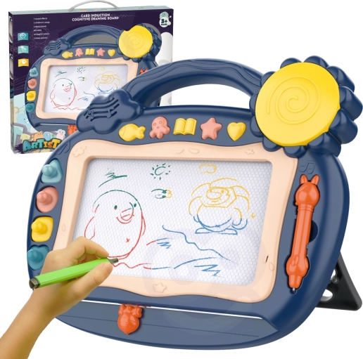 Woopie magnetic drawing board with sounds and stamps – blue