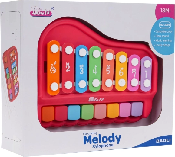 Pianino musicale e xilofono 2 in 1 per bambini – Rosso