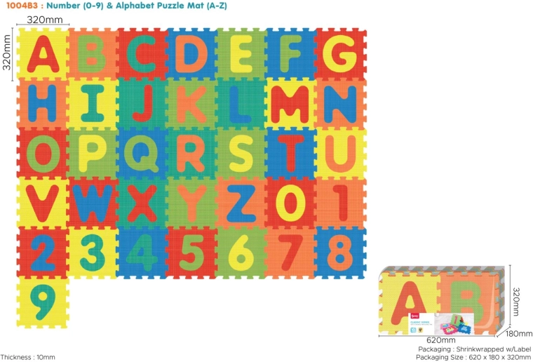 Foam puzzle mat with letters and numbers, 36 EVA foam pieces