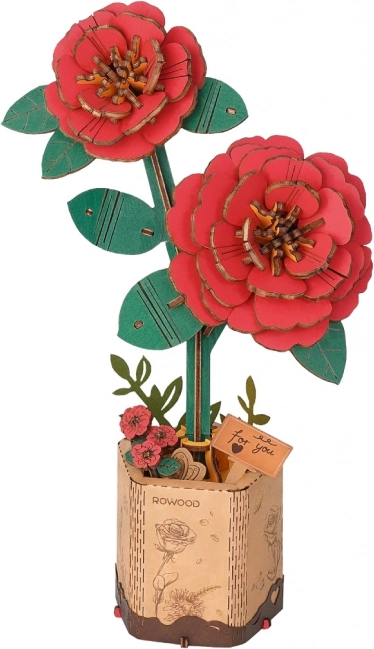 3D houten puzzel rode camelia ROWOOD