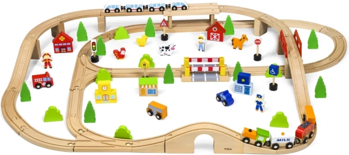 wooden train set 90 pieces