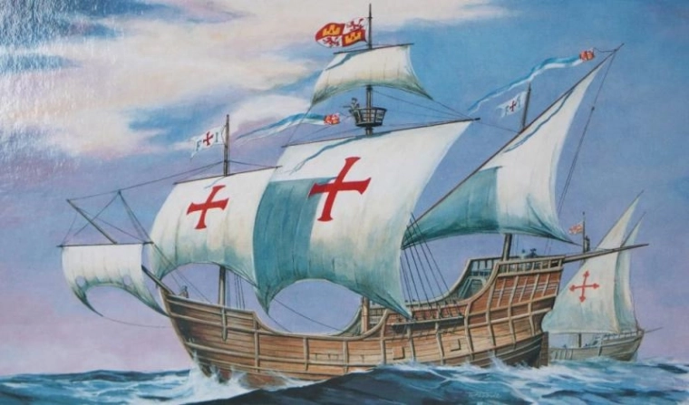 Model van het schip Santa Maria 1:270