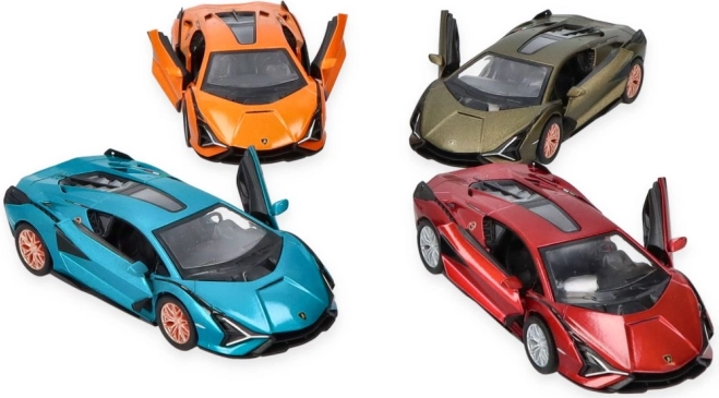 Kovový model auta Lamborghini Sian s otvárateľnými dverami