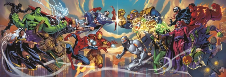 Panoráma puzzle Marvel: Hősök vs gazemberek 1000 darab