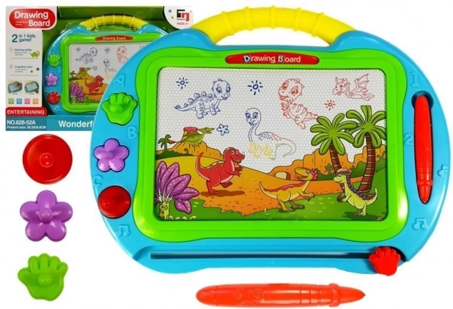 Large Turquoise Magnetic Drawing Board with Stamps