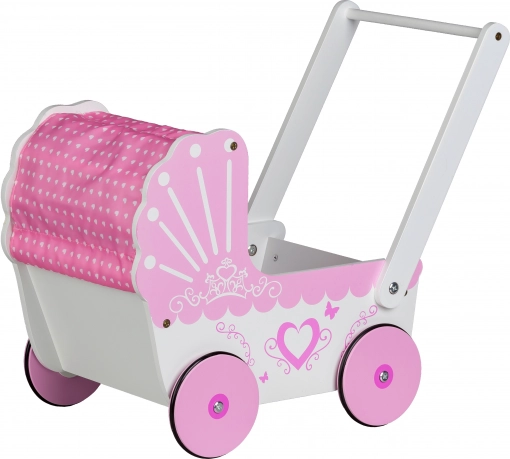 Leseni voziček za punčke Ecotoys