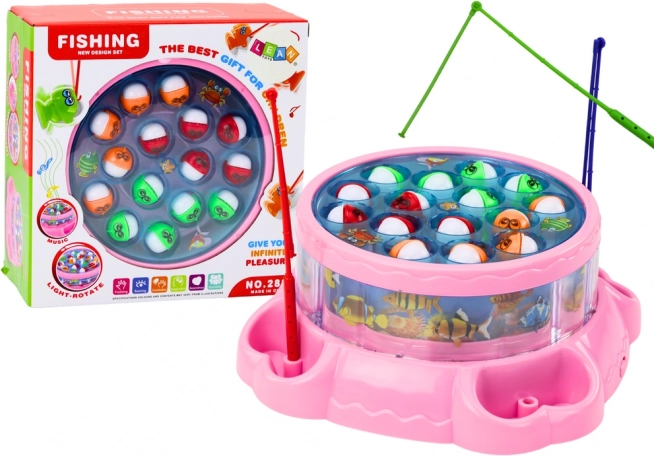 Pink kids’ fishing game with lights and sounds